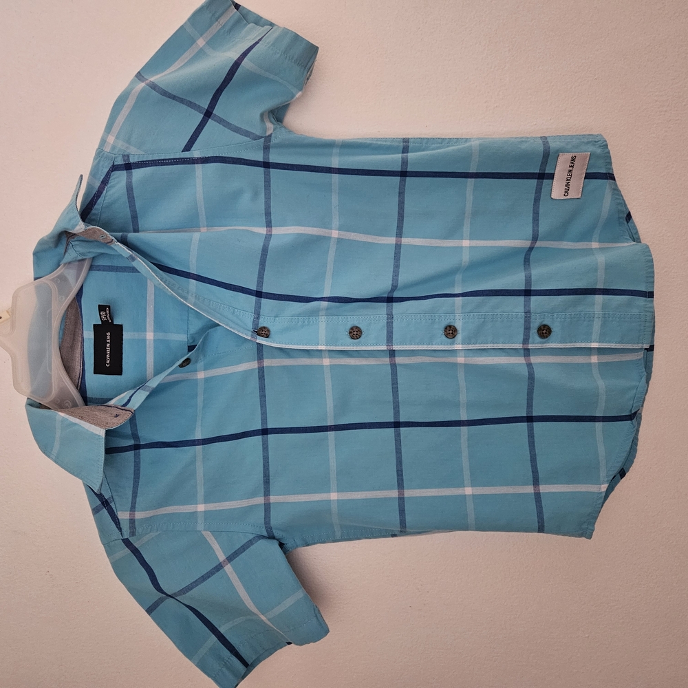 Blue Plaid Short Sleeve Shirt